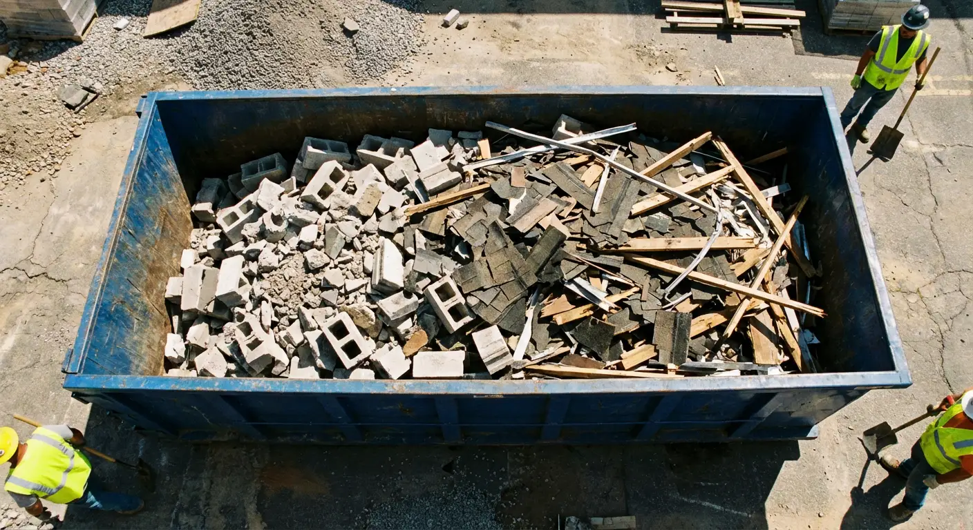 Roll-off dumpster loaded with construction debris in Niceville, FL