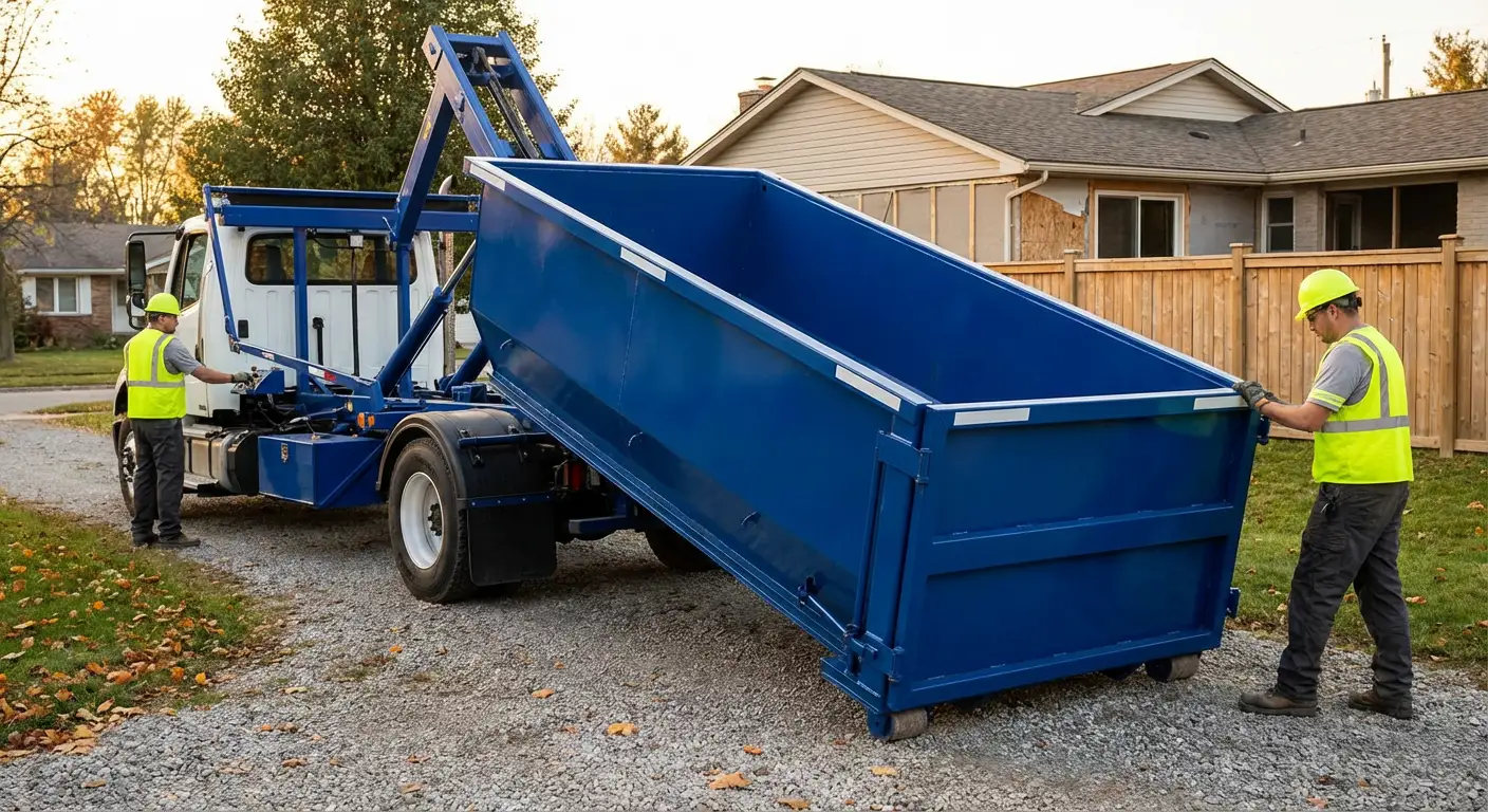 Roll-off dumpster rental delivery truck in Niceville, FL