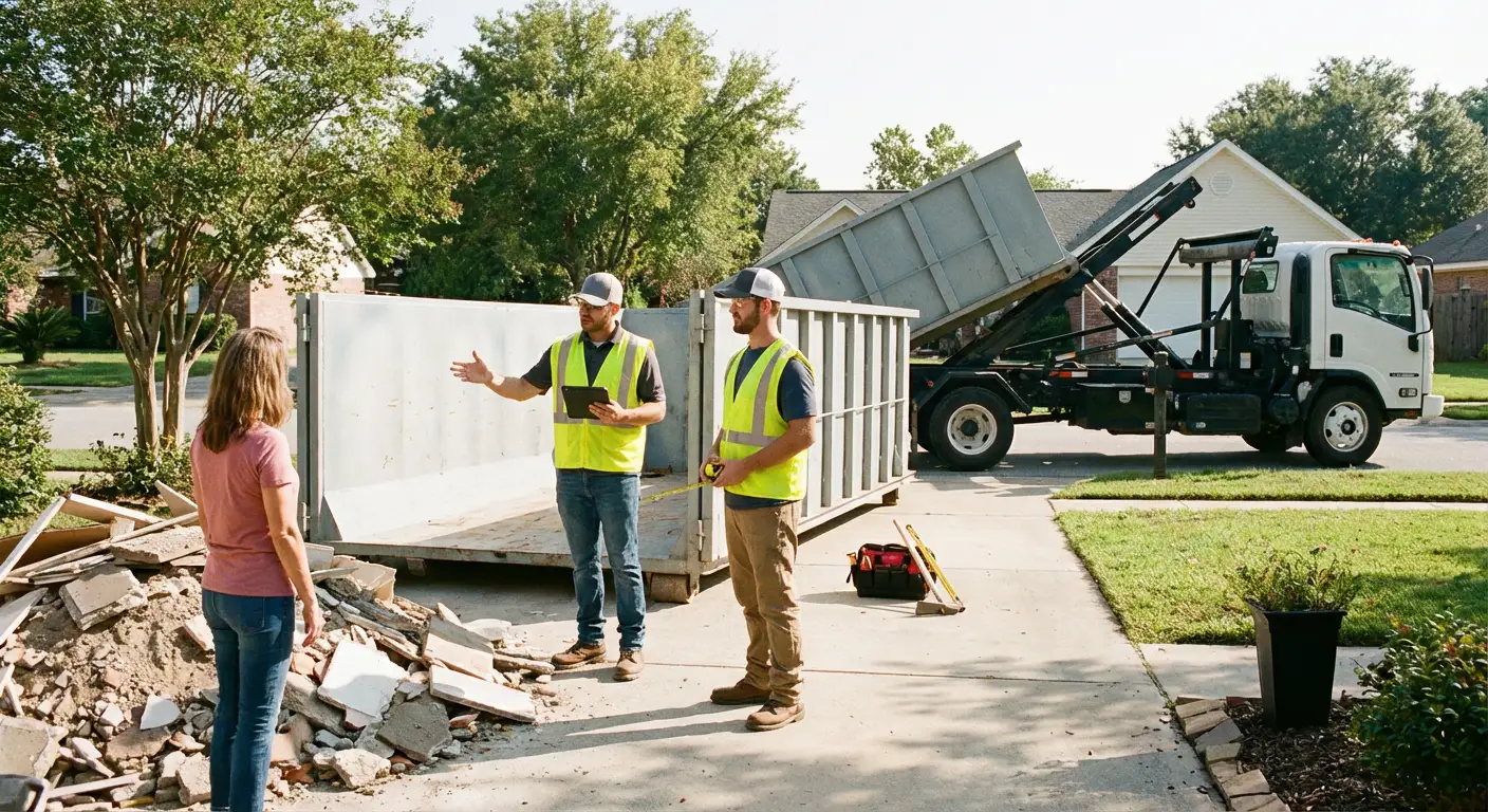 Okaloosa Dumpster Rental dumpster delivery truck in Niceville, FL