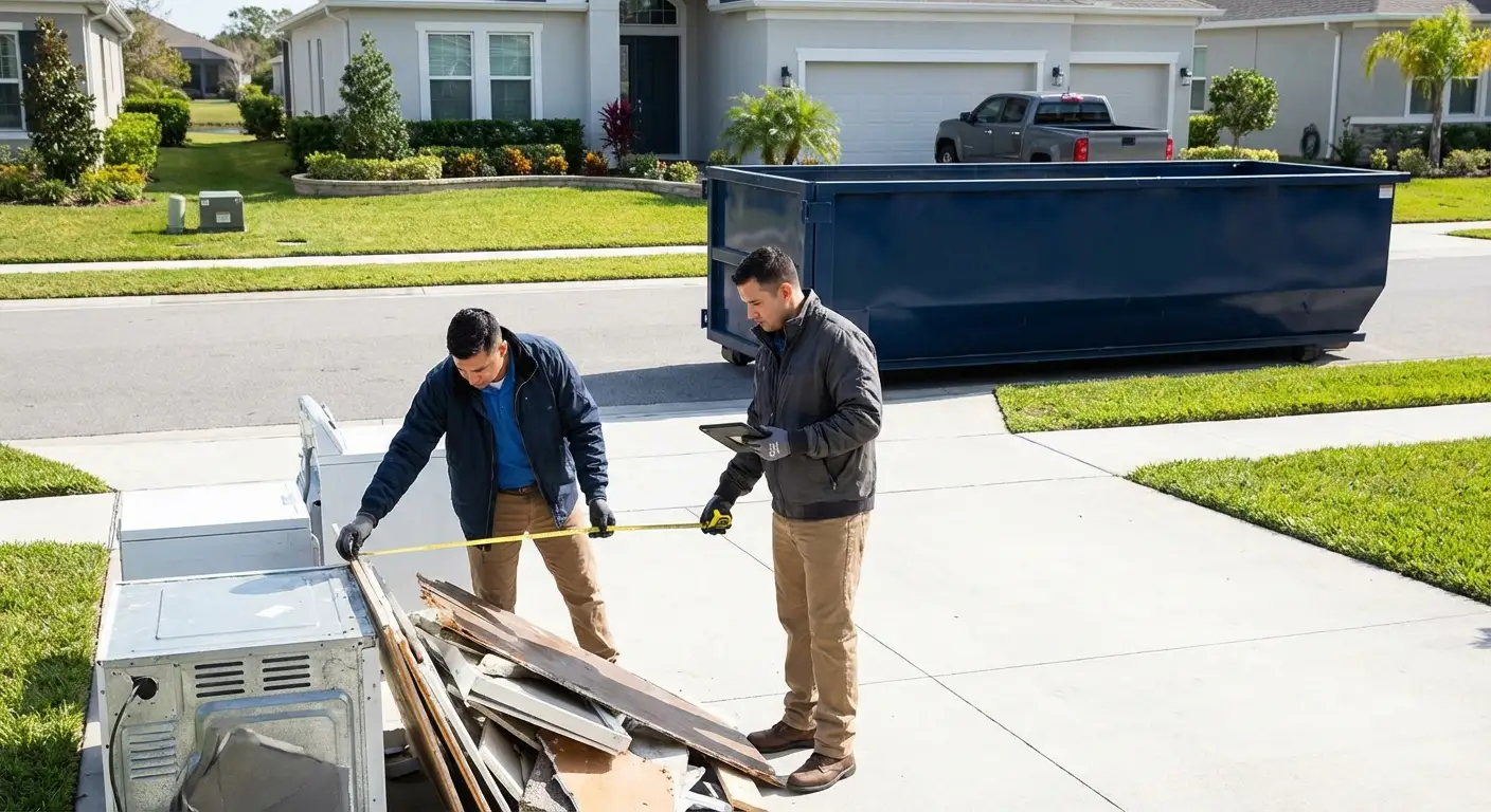Concrete dumpster rental delivery truck in Niceville, FL